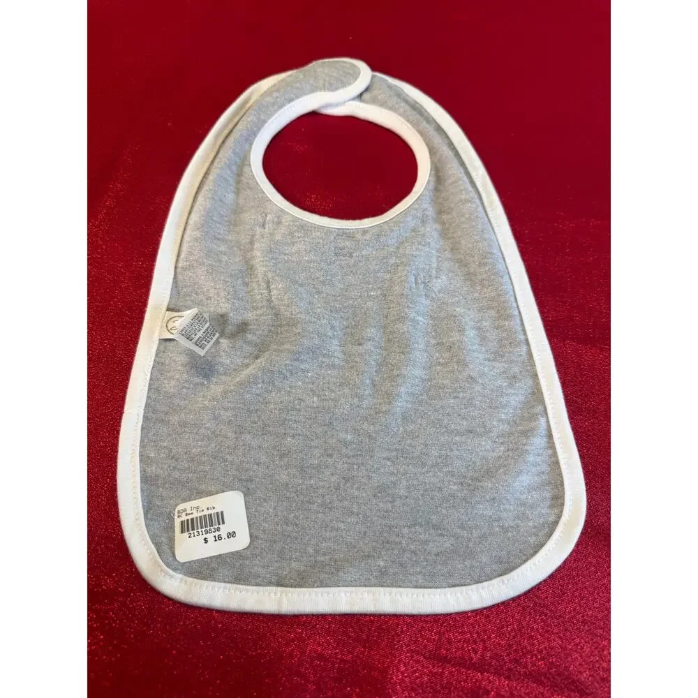 Ritz-Carlton Baby Bib Gray Heather White Striped Bow Tie Infant Rabbit Skins